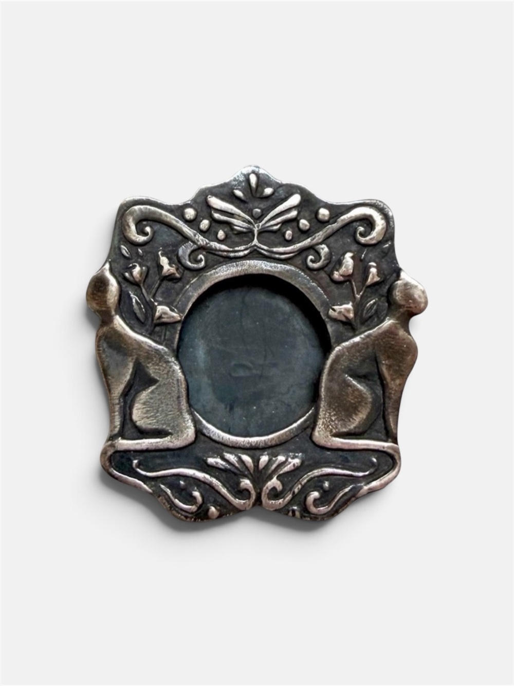 Vintage Sterling Cat photo brooch